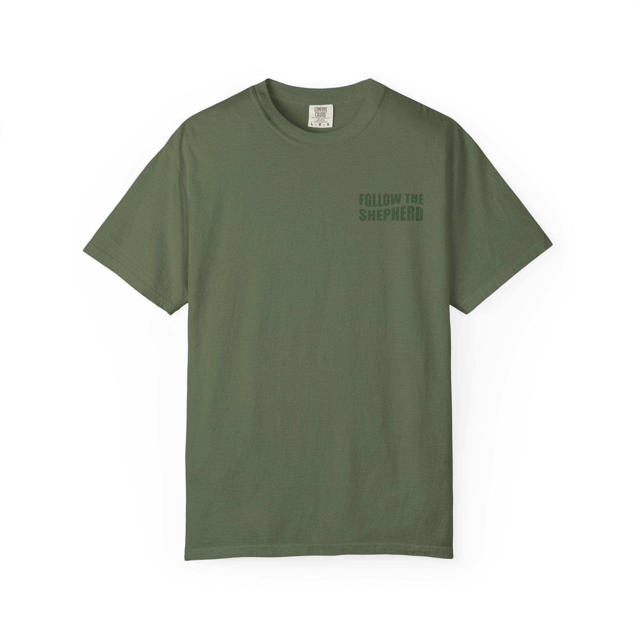 FOLLOW THE SHEPHERD T-Shirt in Sage/Dark Forest