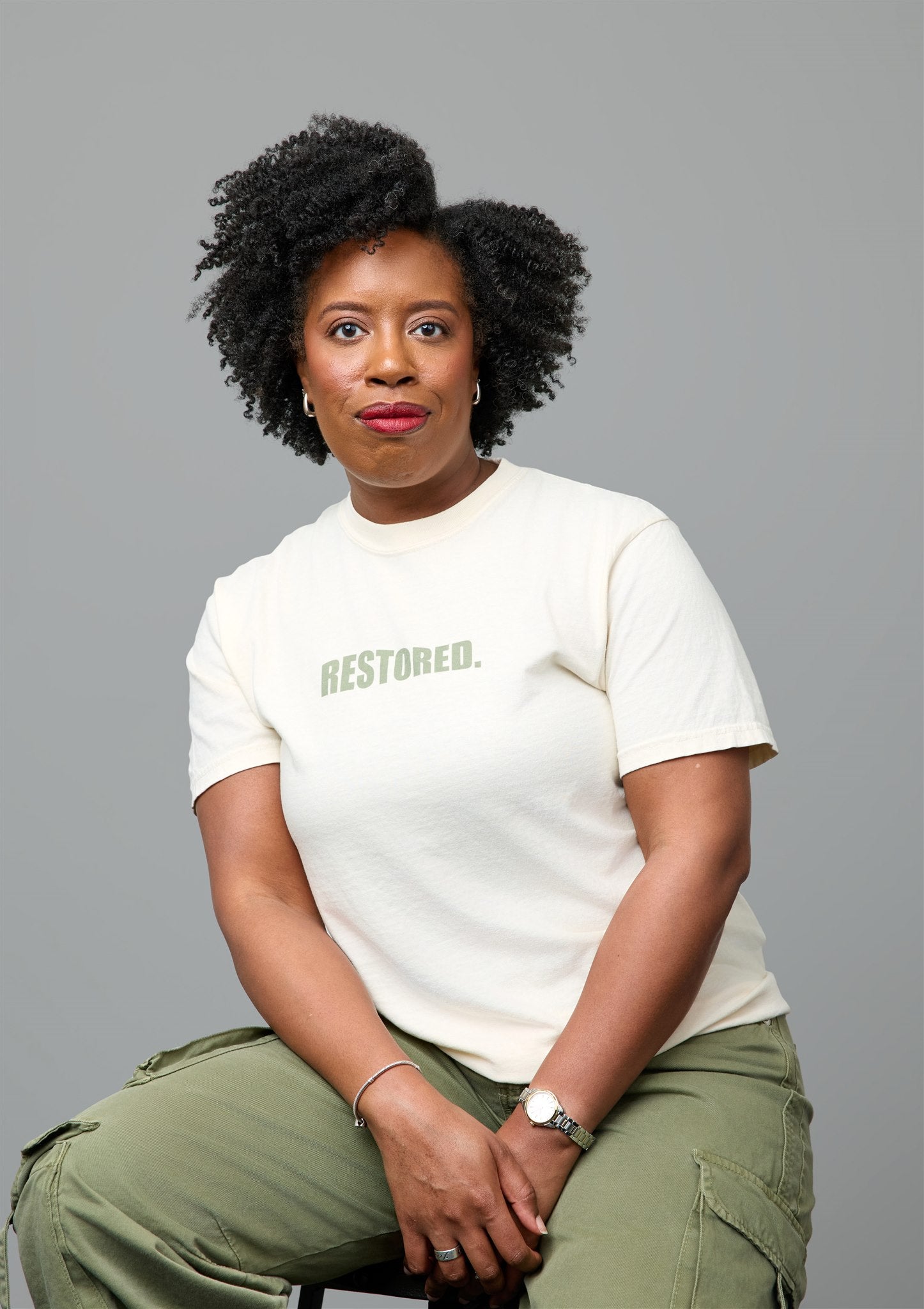 RESTORED T-Shirt in Ivory/Forest Sage