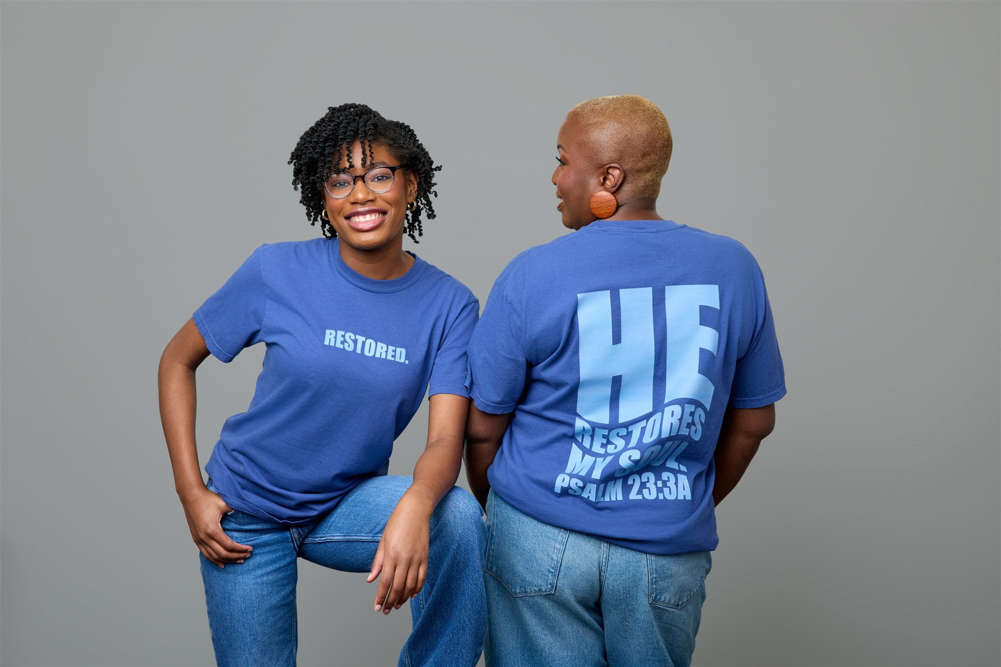 RESTORED T-Shirt in China Blue/Sky Blue