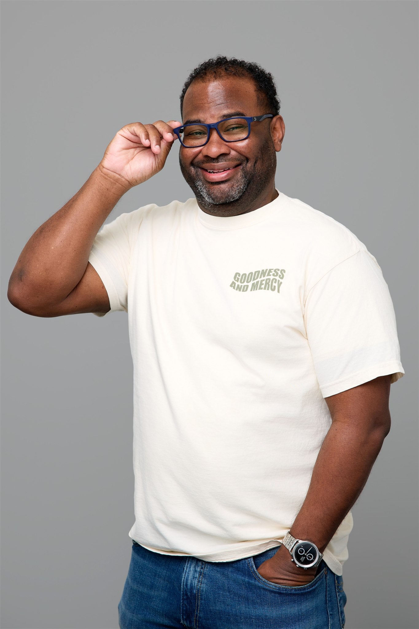 GOODNESS AND MERCY T-Shirt in Ivory/Dark Forest
