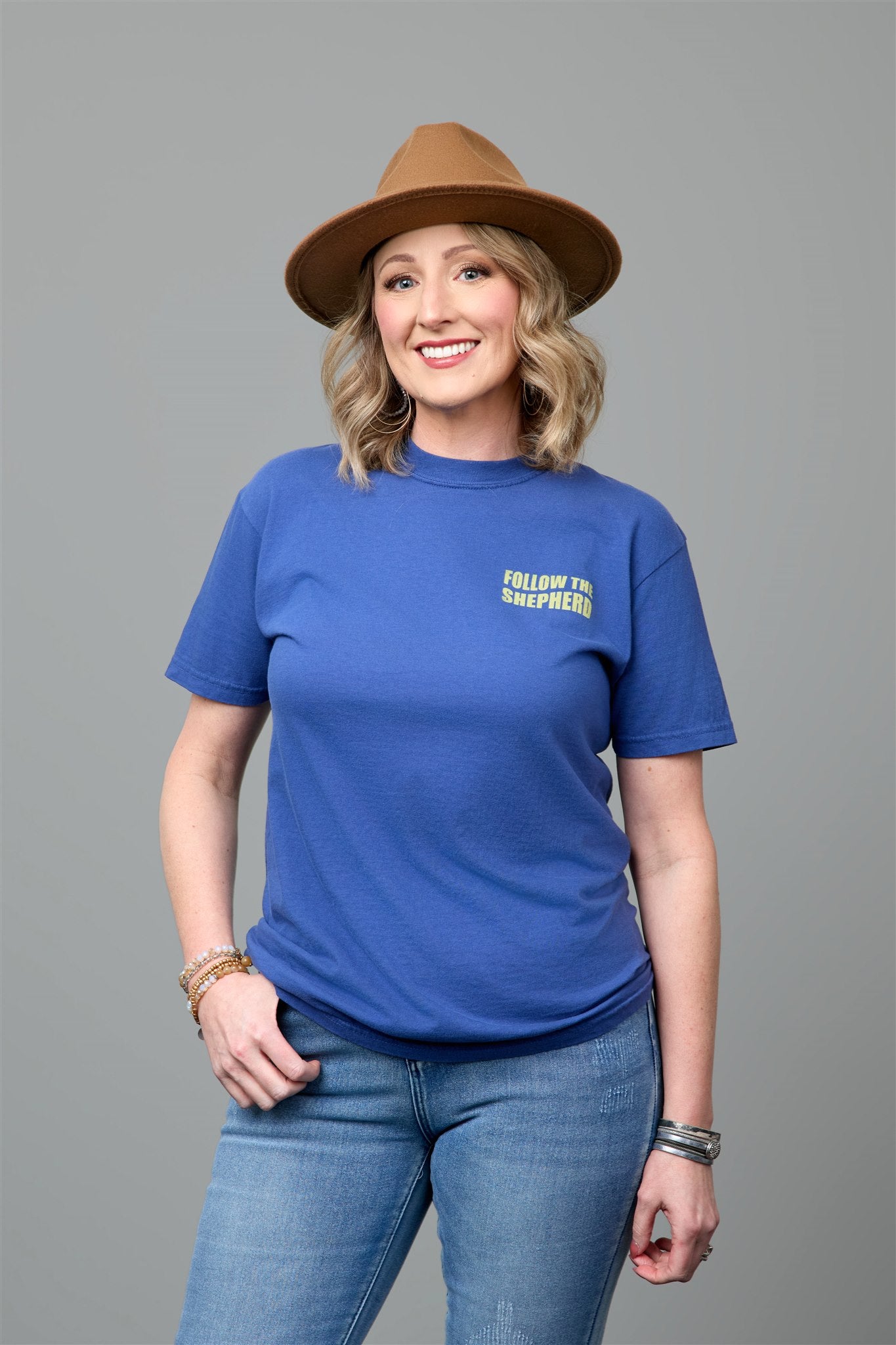 FOLLOW THE SHEPHERD T-Shirt in China Blue/Vibrance
