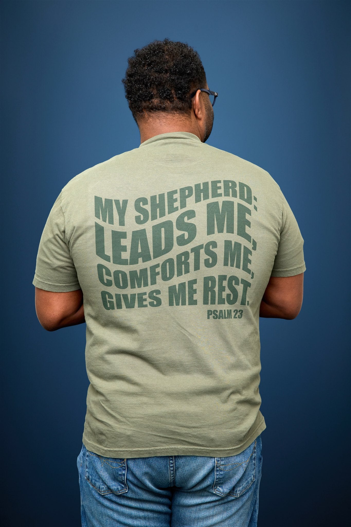 FOLLOW THE SHEPHERD T-Shirt in Sage/Dark Forest